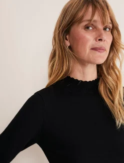Dresses^Phase Eight Frankie Scallop Hem Dress Black/Ivory