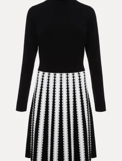 Dresses^Phase Eight Frankie Scallop Hem Dress Black/Ivory