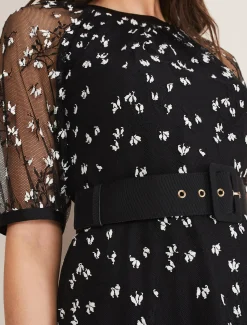 Dresses^Phase Eight Freja Embroidered Dress Black/Ivory