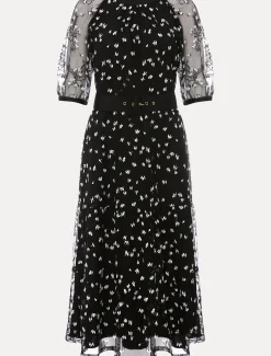 Dresses^Phase Eight Freja Embroidered Dress Black/Ivory