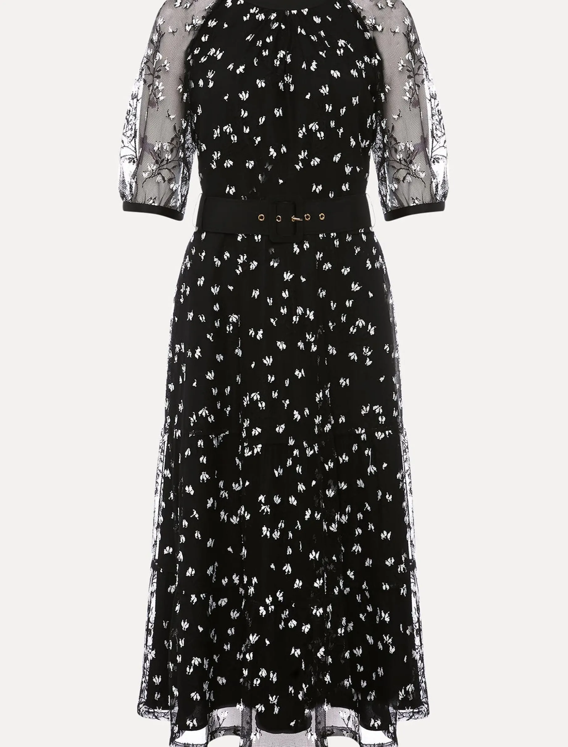 Dresses^Phase Eight Freja Embroidered Dress Black/Ivory