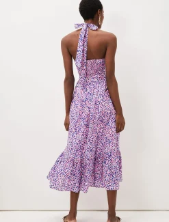 Dresses^Phase Eight Gemmi Cotton Almond Print Halterneck Dress Pink Multi