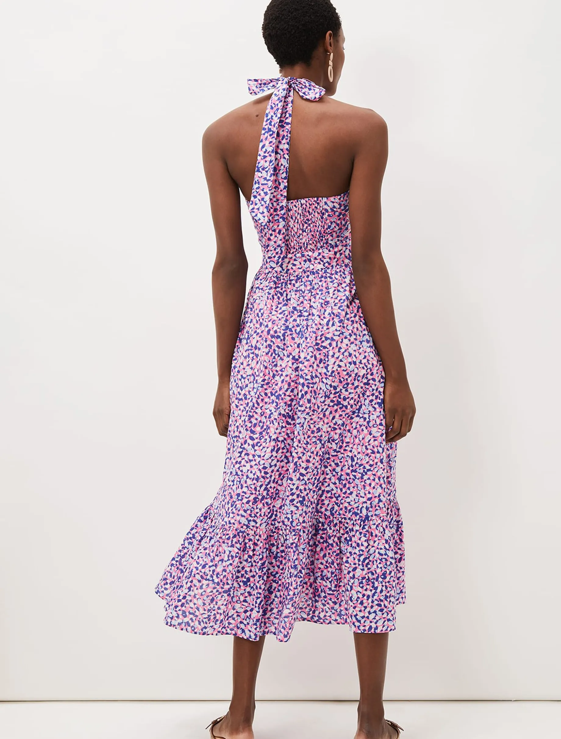 Dresses^Phase Eight Gemmi Cotton Almond Print Halterneck Dress Pink Multi
