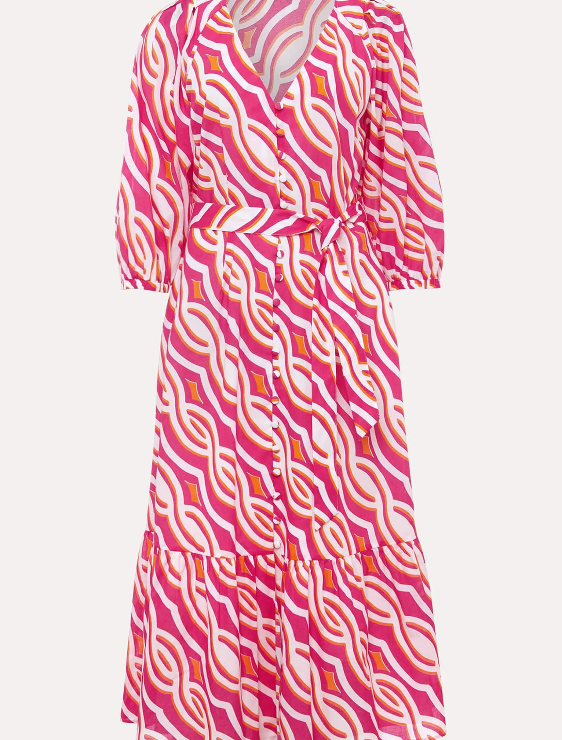 Dresses^Phase Eight Georgie Cotton Geo Midi Dress Pink