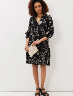 Dresses^Phase Eight Gina Embroidered Dress Black/Stone