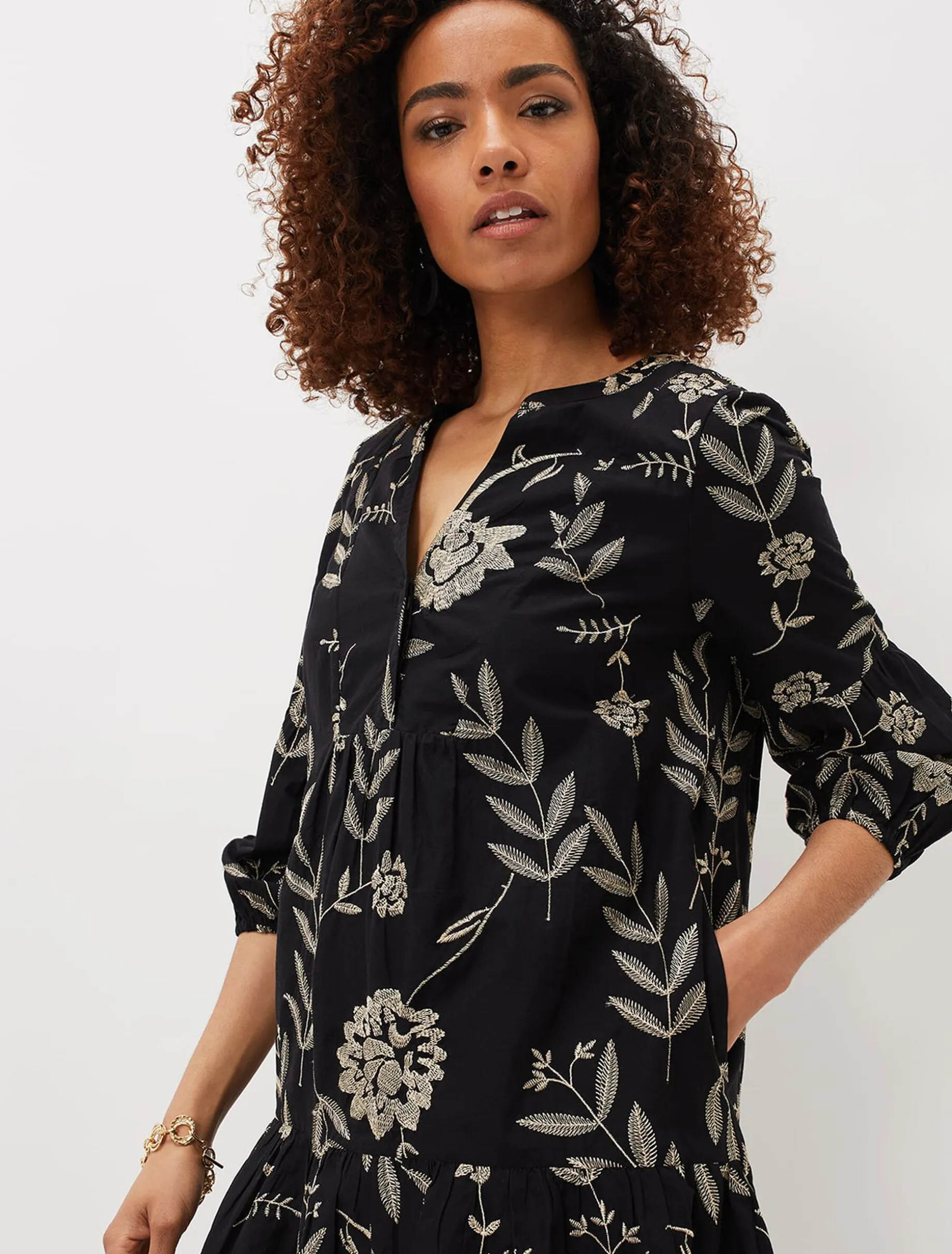 Dresses^Phase Eight Gina Embroidered Dress Black/Stone