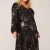 Dresses^Phase Eight Giselle Foil Dress Black/Gold
