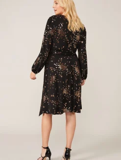 Dresses^Phase Eight Giselle Foil Dress Black/Gold