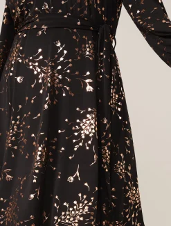Dresses^Phase Eight Giselle Foil Dress Black/Gold