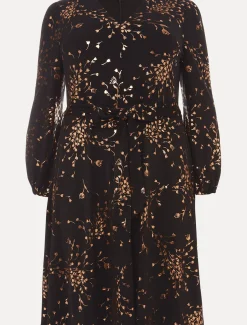 Dresses^Phase Eight Giselle Foil Dress Black/Gold