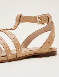 Sandals & Wedges^Phase Eight Gladiator Leather Flat Sandals Tan