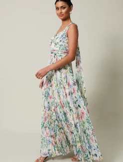 Dresses^Phase Eight Gretal Floral Pleated Maxi Dress Ivory/Multi