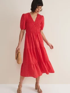 Dresses^Phase Eight Gretta Broderie Midi Dress Pink