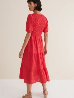 Dresses^Phase Eight Gretta Broderie Midi Dress Pink