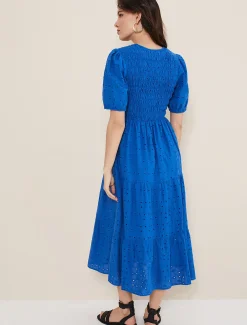 Dresses^Phase Eight Gretta Broderie Midi Dress Blue