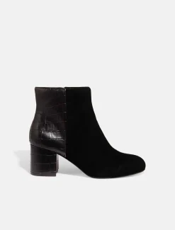 Heels^Phase Eight Helena Croc Ankle Boot Black