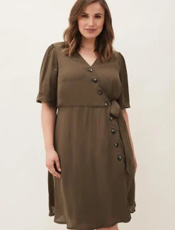 Dresses^Phase Eight Henley Tie Dress Khaki