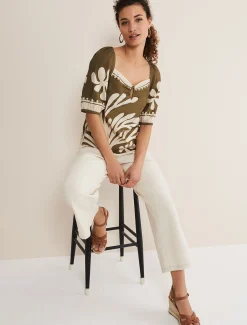 Tops & T-Shirts^Phase Eight Hesta Linen Top Olive
