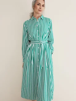 Dresses^Phase Eight Ida Stripe Shirt Midi Dress Green