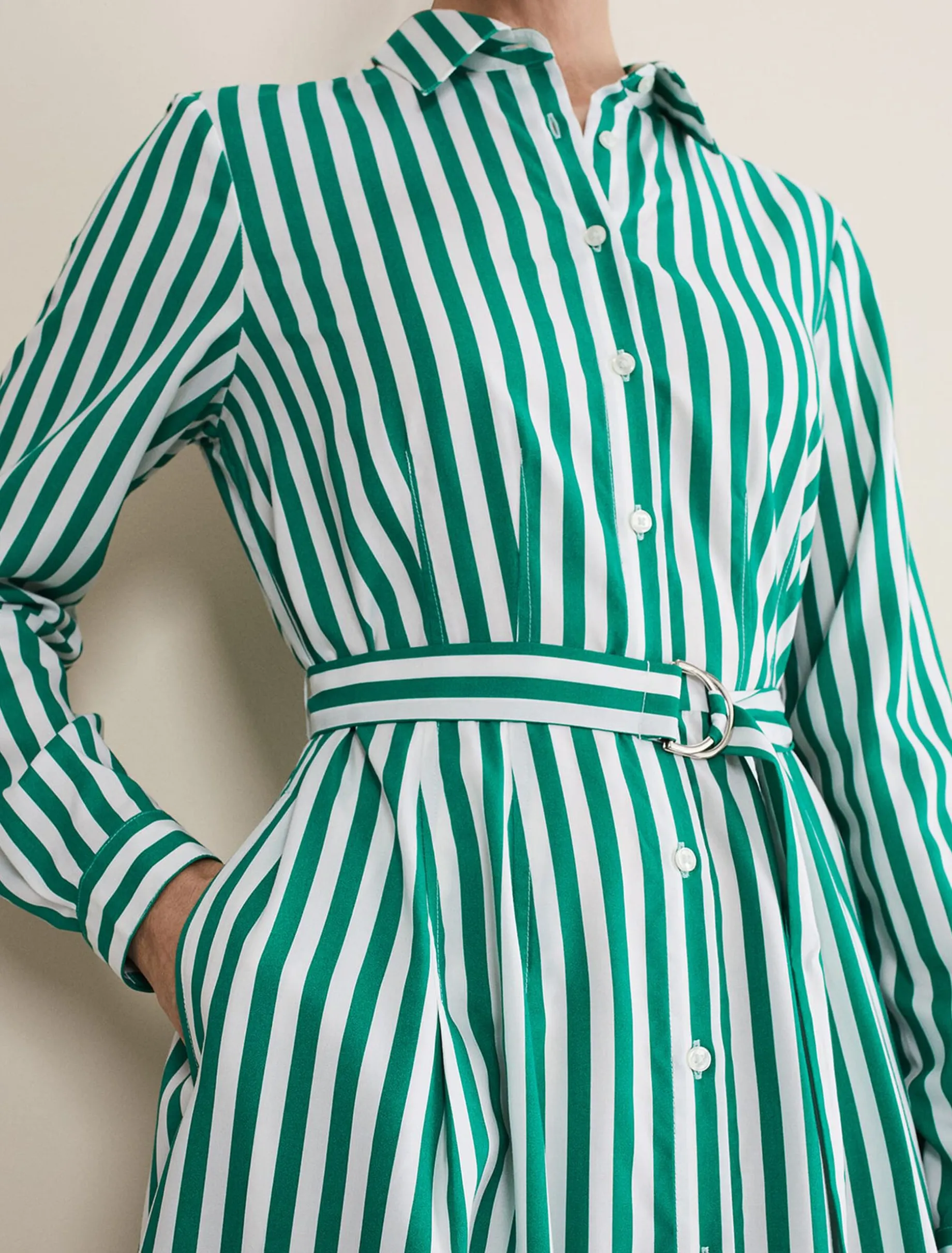Dresses^Phase Eight Ida Stripe Shirt Midi Dress Green