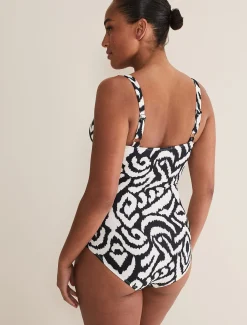Swimwear^Phase Eight Ikat Abstract Swimsuit Black/Ivory