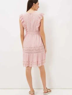 Dresses^Phase Eight Illa Broderie Tea Dress Pale Pink