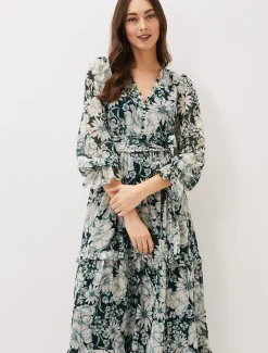 Dresses^Phase Eight Indiana Floral Maxi Dress Pine