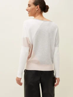 Knitwear^Phase Eight Isabel Colourblock Stud Jumper Pink Multi