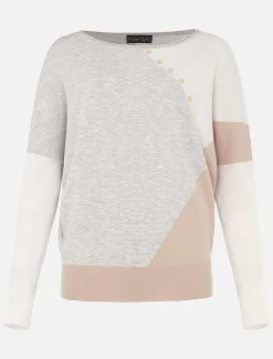 Knitwear^Phase Eight Isabel Colourblock Stud Jumper Pink Multi