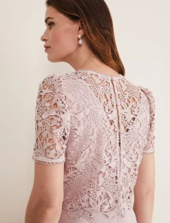 Dresses^Phase Eight Isabella Lace Midi Dress Antique Rose