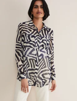Shirts & Blouses^Phase Eight Isabella Printed Zebra Blouse Blue