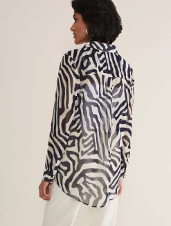 Shirts & Blouses^Phase Eight Isabella Printed Zebra Blouse Blue