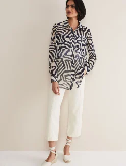 Shirts & Blouses^Phase Eight Isabella Printed Zebra Blouse Blue