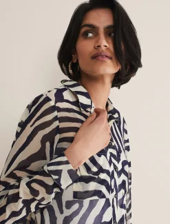 Shirts & Blouses^Phase Eight Isabella Printed Zebra Blouse Blue