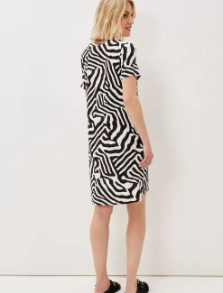 Dresses^Phase Eight Isabelle Zebra Print Dress Black/Ivory