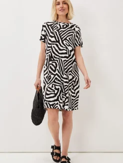 Dresses^Phase Eight Isabelle Zebra Print Dress Black/Ivory