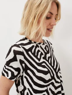 Dresses^Phase Eight Isabelle Zebra Print Dress Black/Ivory