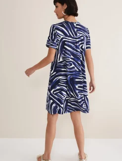 Dresses^Phase Eight Isabelle Zebra Print Mini Dress Blue/Multi