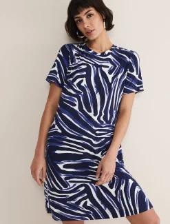 Dresses^Phase Eight Isabelle Zebra Print Mini Dress Blue/Multi