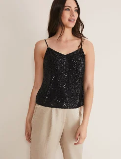 Shirts & Blouses^Phase Eight Ivy Sequin Camisole Black