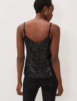 Shirts & Blouses^Phase Eight Ivy Sequin Camisole Black