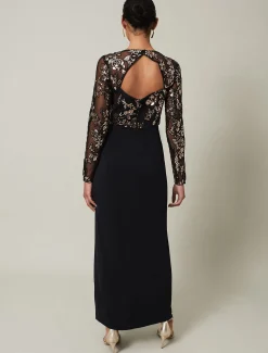 Dresses^Phase Eight Jacinta Sequin Jersey Maxi Dress Black/Gold