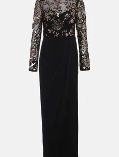 Dresses^Phase Eight Jacinta Sequin Jersey Maxi Dress Black/Gold