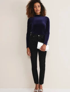 Trousers & Shorts^Phase Eight Jaimie Flocked Jeans Black