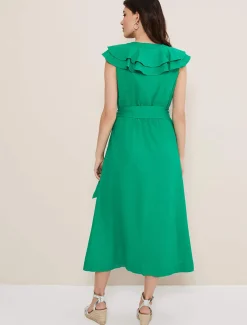 Dresses^Phase Eight Jamilla Linen Midi Dress Green