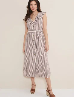 Dresses^Phase Eight Jamilla Striped Midi Dress Ivory/Natural