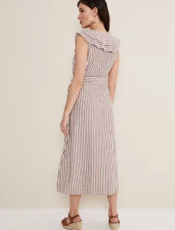 Dresses^Phase Eight Jamilla Striped Midi Dress Ivory/Natural