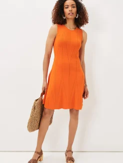 Dresses^Phase Eight Jaya Stitch Detail Dress Orange