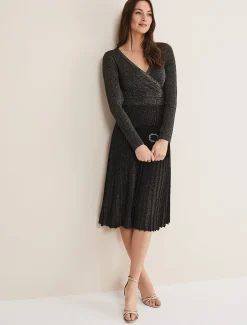 Dresses^Phase Eight Jaycee Shimmer Knit Dress Black/Gold