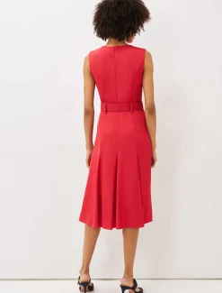 Dresses^Phase Eight Jayne Belted Panelled Dress Coral